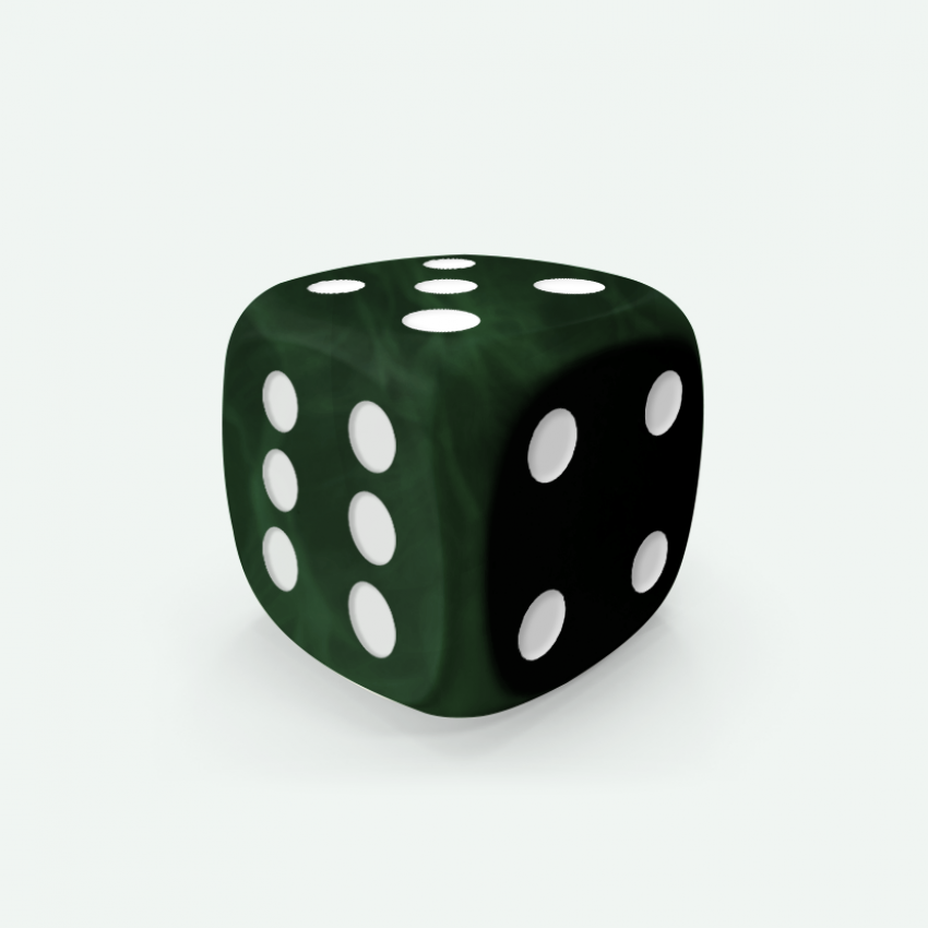 D6 standar size Mokko dice round corner marble effect dark green