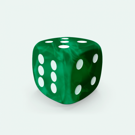 Dado Mokko D6 con puntos tamaño estándar esquina redondeada efecto mármol verde bosque Dado Mokko D6 con puntos tamaño estándar esquina redondeada efecto mármol verde bosque