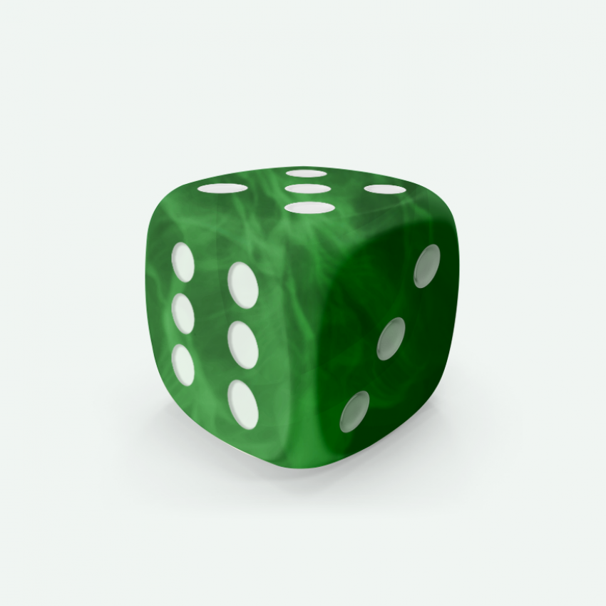 D6 standar size Mokko dice round corner marble effect green