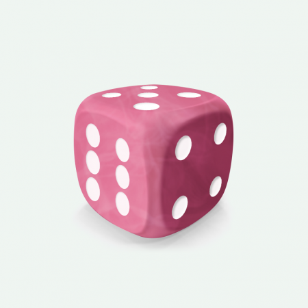 Dado Mokko D6 con puntos tamaño estándar esquina redondeada efecto mármol rosa chicle Dado Mokko D6 con puntos tamaño estándar esquina redondeada efecto mármol rosa chicle