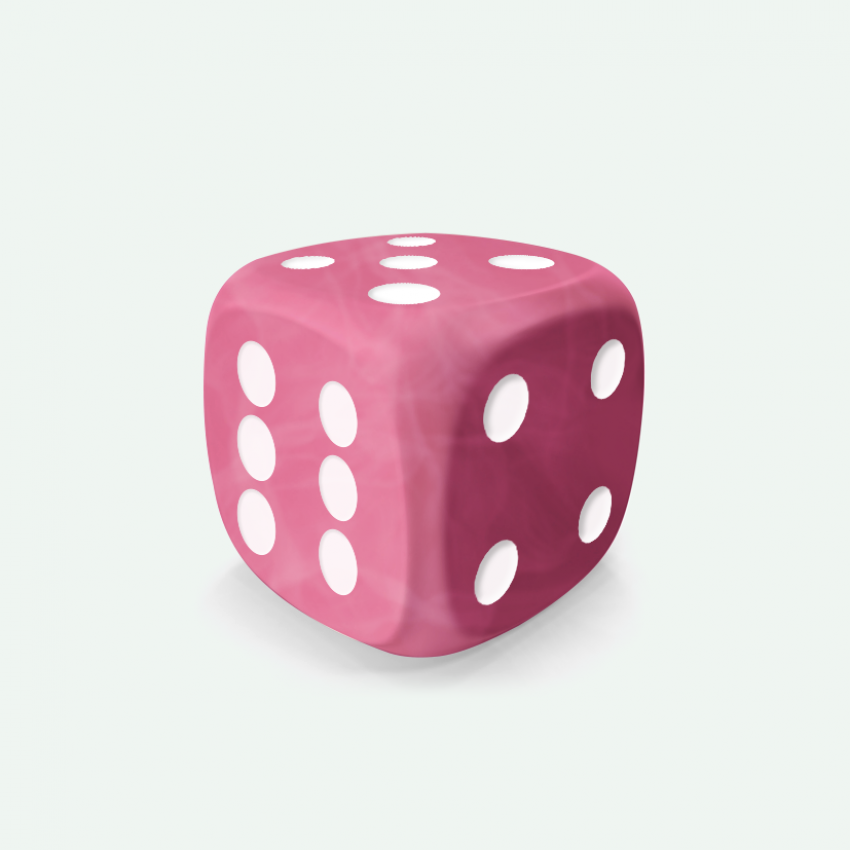 D6 standar size Mokko dice round corner marble effect gum pink