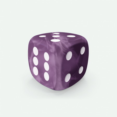 Dado Mokko D6 con puntos tamaño estándar esquina redondeada efecto mármol malva Dado Mokko D6 con puntos tamaño estándar esquina redondeada efecto mármol malva