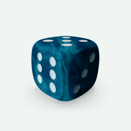 Dado Mokko D6 con puntos tamaño estándar esquina redondeada efecto mármol azul medio Dado Mokko D6 con puntos tamaño estándar esquina redondeada efecto mármol azul medio