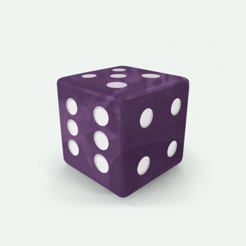 Dado Mokko D6 con puntos tamaño estándar esquina recta efecto mármol malva