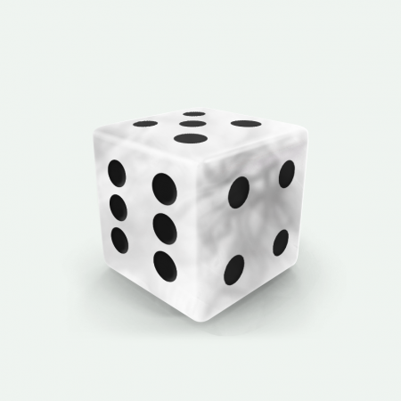 Dado Mokko D6 con puntos tamaño estándar esquina recta efecto mármol blanco