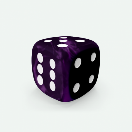Dado Mokko D6 con puntos tamaño estándar esquina redondeada efecto mármol violeta Dado Mokko D6 con puntos tamaño estándar esquina redondeada efecto mármol violeta
