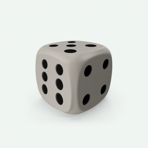 Dado Mokko D6 con puntos tamaño estándar esquina redondeada color sólido gris
