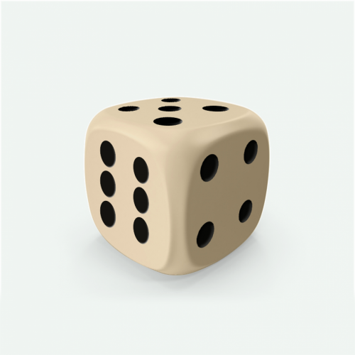 Dado Mokko D6 con puntos tamaño estándar esquina redondeada color sólido marfil