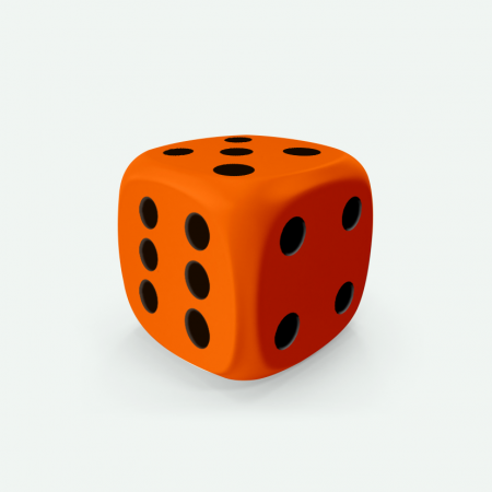 Dado Mokko D6 con puntos tamaño estándar esquina redondeada color sólido naranja Dado Mokko D6 con puntos tamaño estándar esquina redondeada color sólido naranja