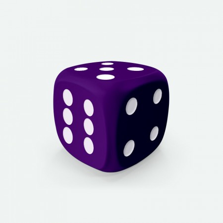 Dado Mokko D6 con puntos tamaño estándar esquina redondeada color sólido morado Dado Mokko D6 con puntos tamaño estándar esquina redondeada color sólido morado