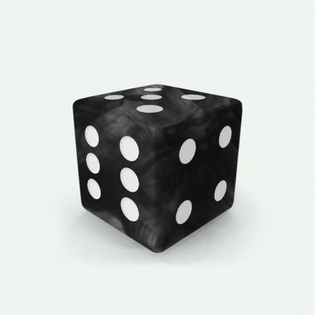 Dado Mokko D6 con puntos tamaño estándar esquina recta efecto mármol negro Dado Mokko D6 con puntos tamaño estándar esquina recta efecto mármol negro