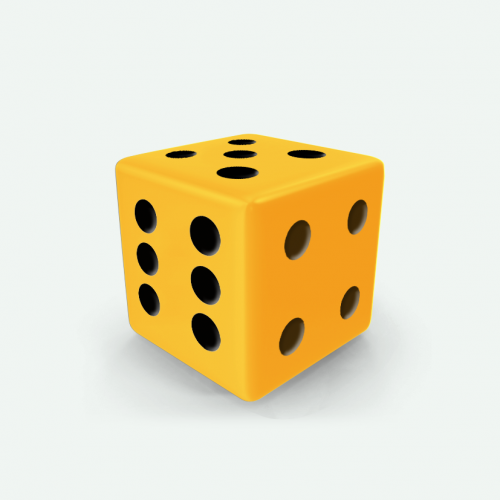 Dado Mokko D6 con puntos tamaño estándar esquina recta color sólido amarillo huevo