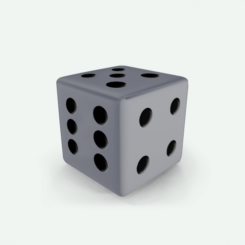 Dado Mokko D6 con puntos tamaño estándar esquina recta color sólido gris