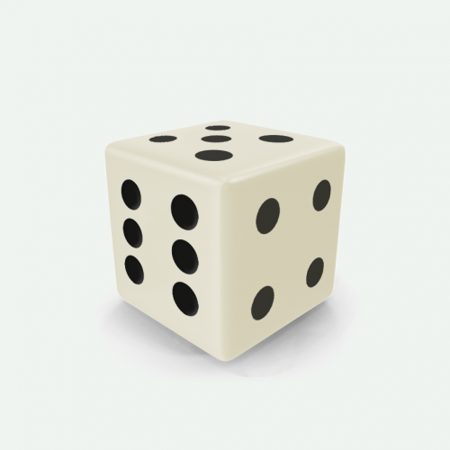 Dado Mokko D6 con puntos tamaño estándar esquina recta color sólido marfil