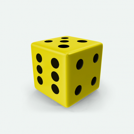 Dado Mokko D6 con puntos tamaño estándar esquina recta color sólido amarillo limón Dado Mokko D6 con puntos tamaño estándar esquina recta color sólido amarillo limón