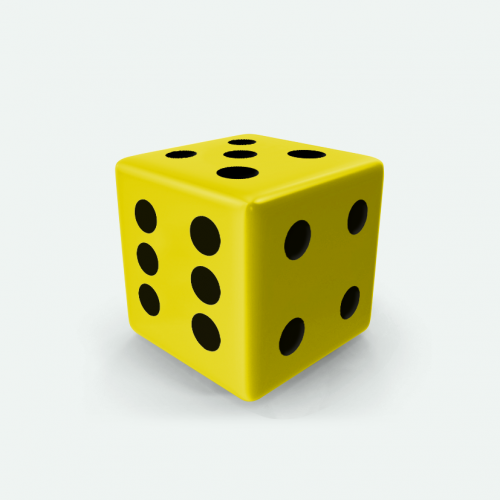 Dado Mokko D6 con puntos tamaño estándar esquina recta color sólido amarillo limón
