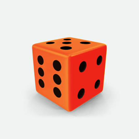 Dado Mokko D6 con puntos tamaño estándar esquina recta color sólido naranja Dado Mokko D6 con puntos tamaño estándar esquina recta color sólido naranja