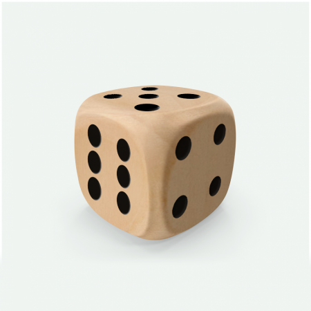 Dado Mokko D6 con puntos tamaño estándar esquina redondeada madera claro