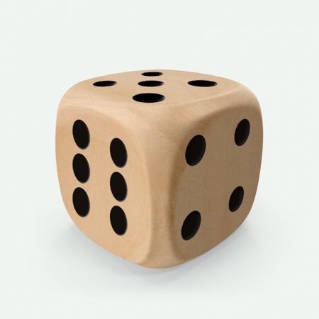 Dado Mokko D6 con puntos tamaño extra esquina redondeada madera claro
