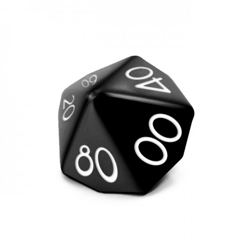 Dado Mokko D10 decimal con números tamaño estándar esquina redondeada color sólido negro
