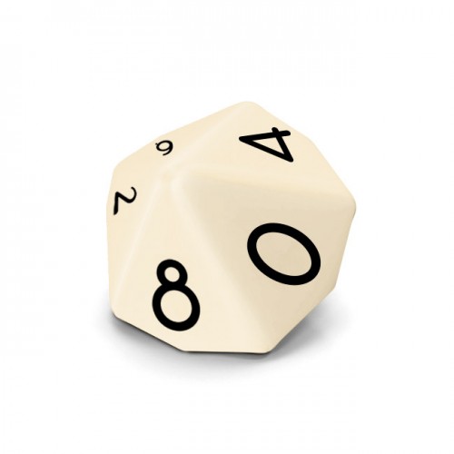 Dado Mokko D10 con números tamaño estándar esquina redondeada color sólido marfil