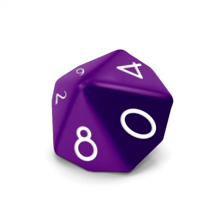 Dado Mokko D10 con números tamaño estándar esquina redondeada color sólido violeta Dado Mokko D10 con números tamaño estándar esquina redondeada color sólido violeta