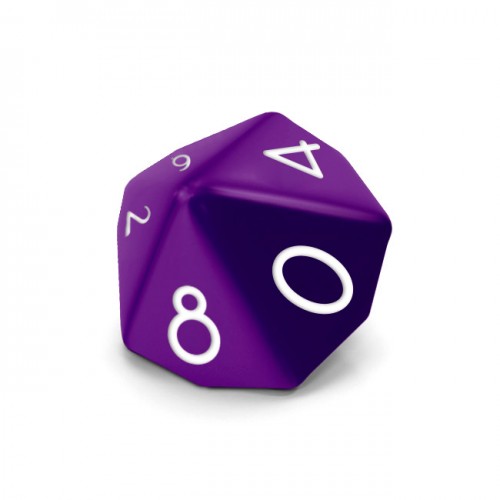 Dado Mokko D10 con números tamaño estándar esquina redondeada color sólido morado
