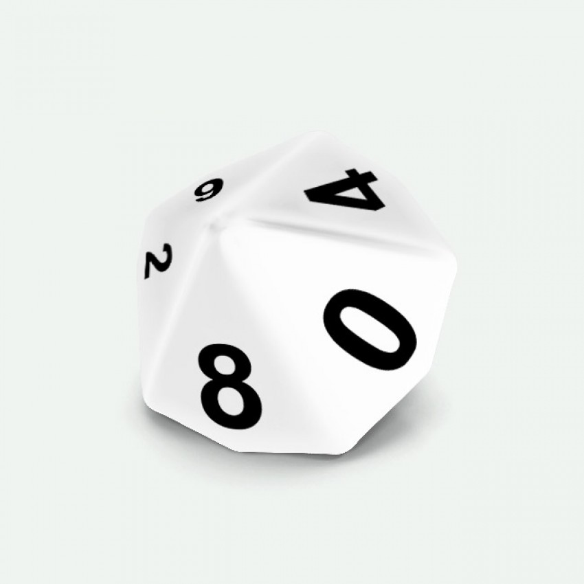 D10 standar size Mokko dice round corner solid color white