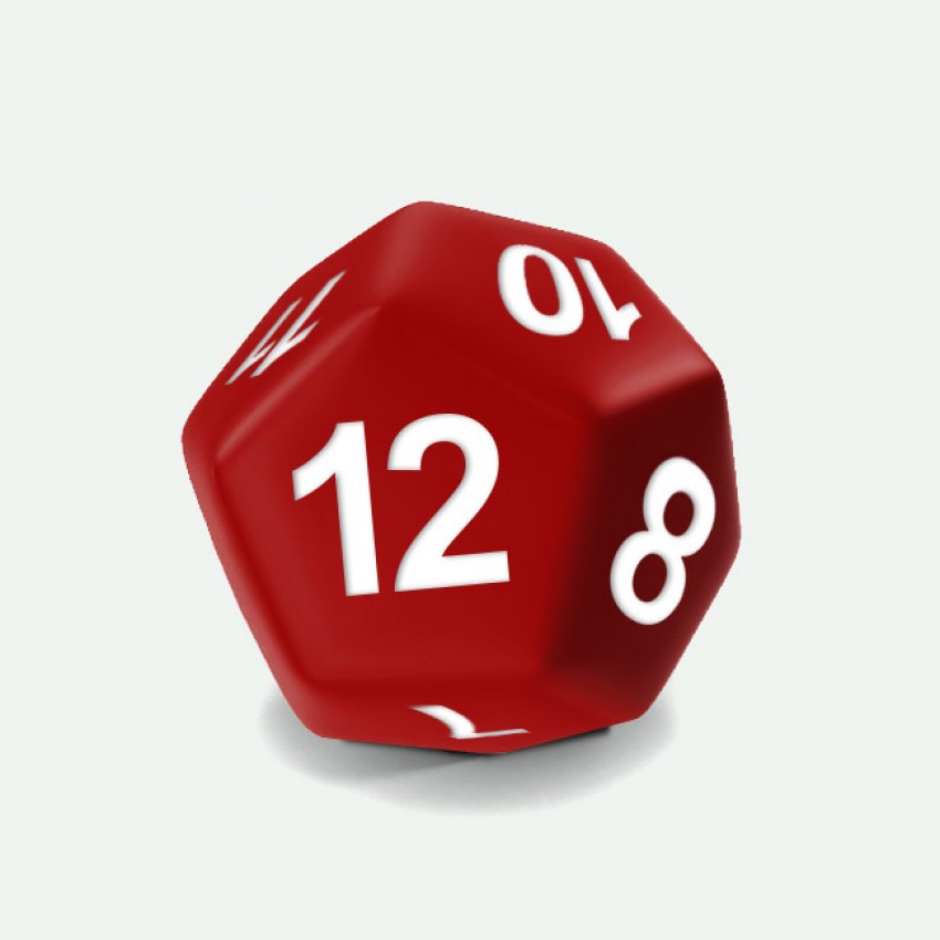 D12 standar size Mokko dice round corner solid color dark red
