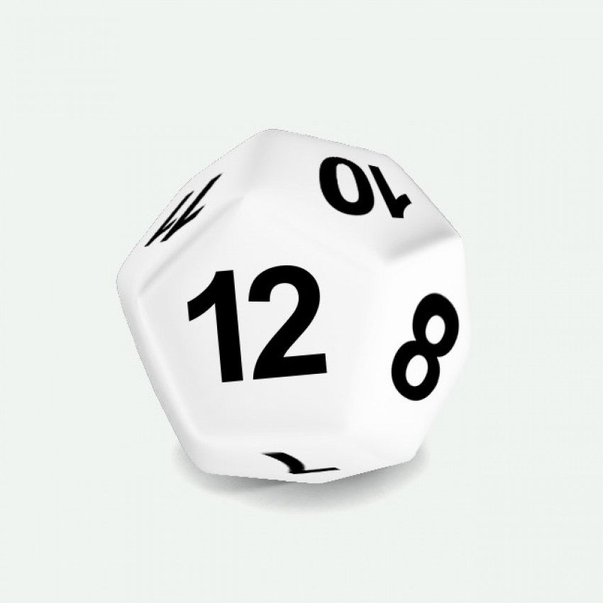 D12 standar size Mokko dice round corner solid color white