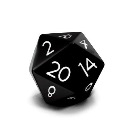 Dado Mokko D20 con números tamaño estándar esquina redondeada color sólido negro Dado Mokko D20 con números tamaño estándar esquina redondeada color sólido negro