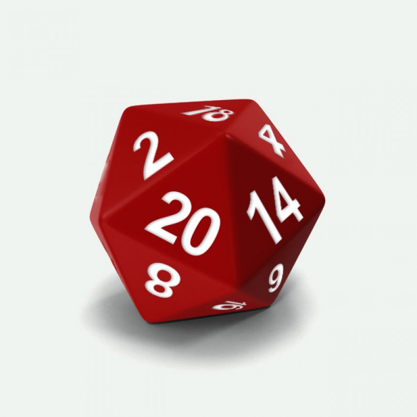 D20 standar size Mokko dice round corner solid color dark red
