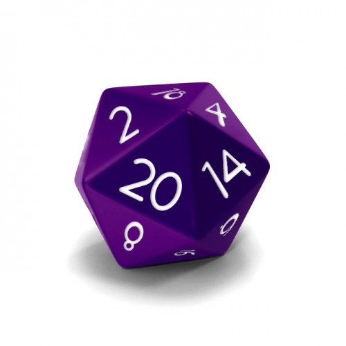 Dado Mokko D20 con números tamaño estándar esquina redondeada color sólido morado Dado Mokko D20 con números tamaño estándar esquina redondeada color sólido morado
