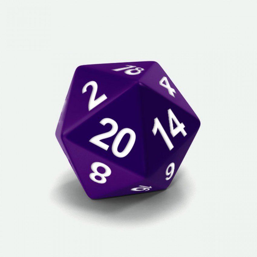 D20 standar size Mokko dice round corner solid color violet