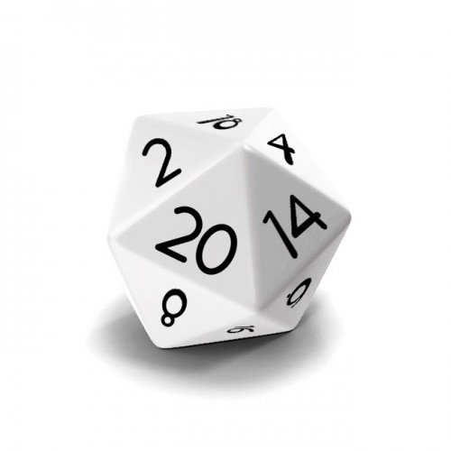 Dado Mokko D20 con números tamaño estándar esquina redondeada color sólido blanco Dado Mokko D20 con números tamaño estándar esquina redondeada color sólido blanco