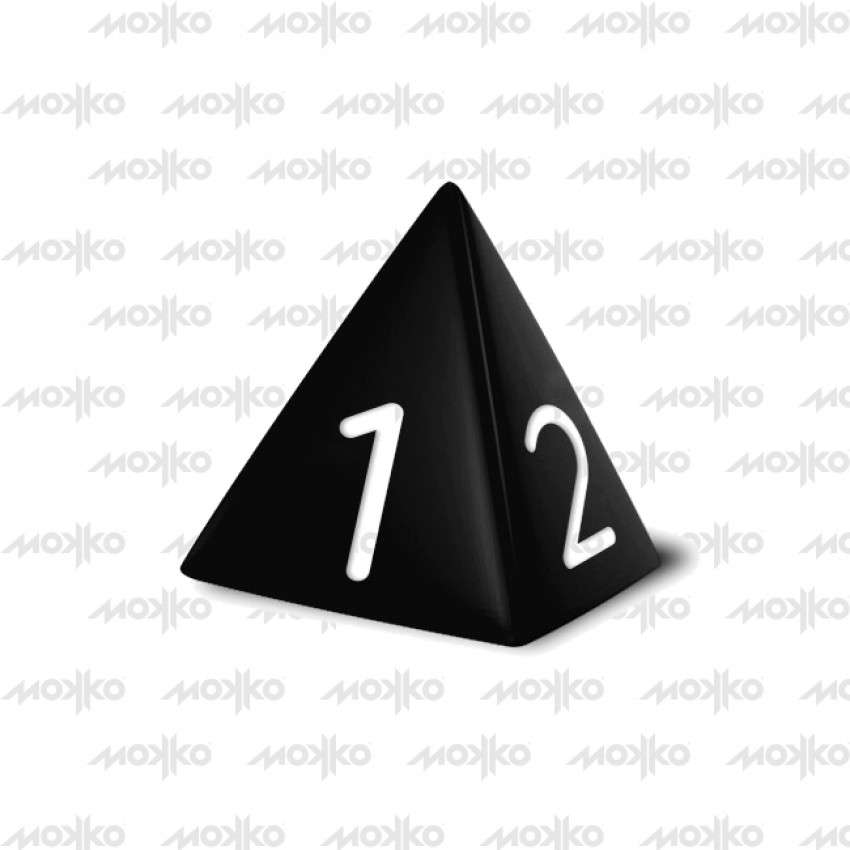 Dado Mokko D4 con números tamaño estándar esquina redondeada color sólido negro