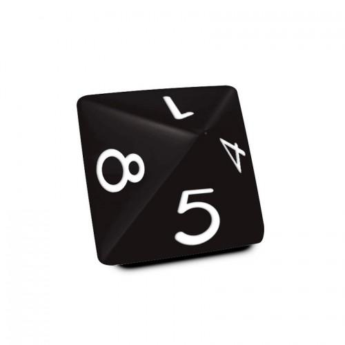 Dado Mokko D8 con números tamaño estándar esquina redondeada color sólido negro