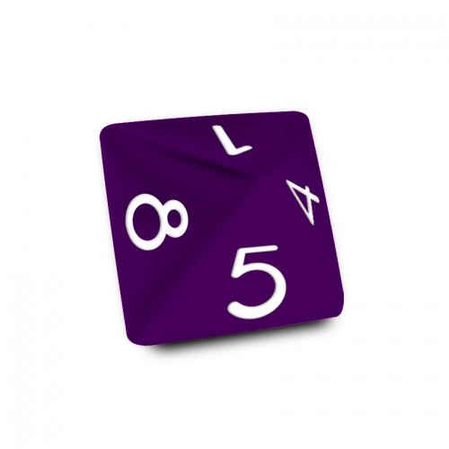 Dado Mokko D8 con números tamaño estándar esquina redondeada color sólido morado